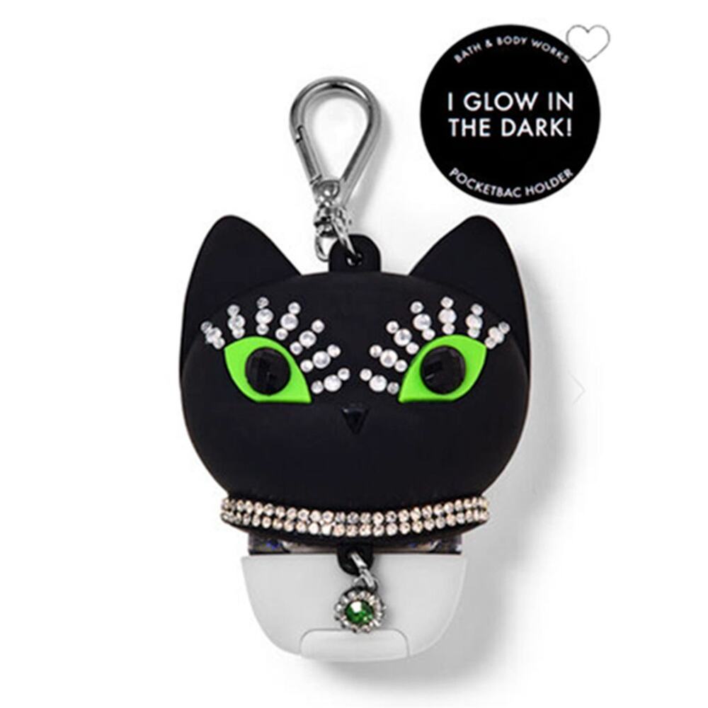 Glam Cat Jeweled Pocketbac Holder Keychain Bath and Body Works Halloween 2024